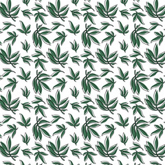 leaves pattern seamless repeat foliage green background scribble wallpaper wrap package carpet cover evergreen textile clothing exotic illustration vector poster magazine fabric pattern branch spot