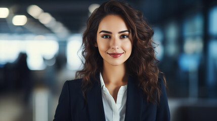 Portrait Of A Smiling Business Woman Looking Confidently At Camera - obrazy, fototapety, plakaty