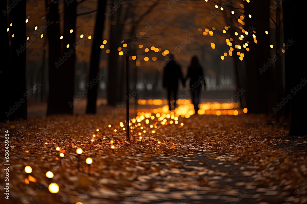 Poster couple enjoying fall backdrop generative ai