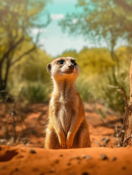 Meerkat in its Natural Habitat, Wildlife Photography, Generative AI