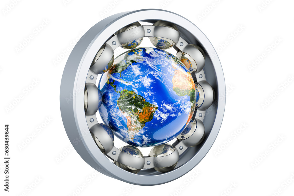 Poster bearing with earth globe inside, 3d rendering isolated on transparent background