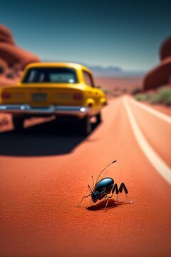 beetle on the road