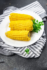 boiled corn ready to eat cob corn cooked vegetable food healthy meal food snack on the table copy space food background rustic top view keto or paleo diet