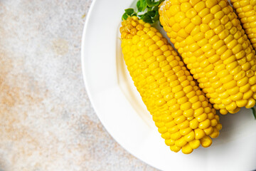 boiled corn ready to eat cob corn cooked vegetable food healthy meal food snack on the table copy space food background rustic top view keto or paleo diet