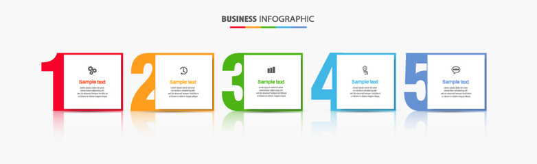 Infographics number options template with  5 steps . Can be  used for workflow layout, diagram, business  options, banner, web design