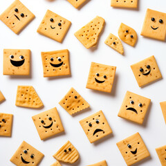 Cheese Crackers on white background AI Generative