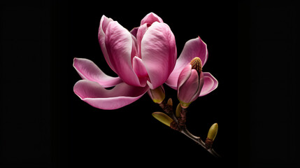 Pink magnolia on transparent background