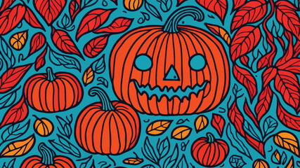 seamless background with pumpkins