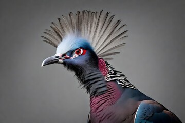 Closeup of crown pigeon, By Generative Ai technology