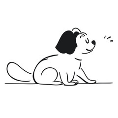 Dog playing, vector illustration doodle line art