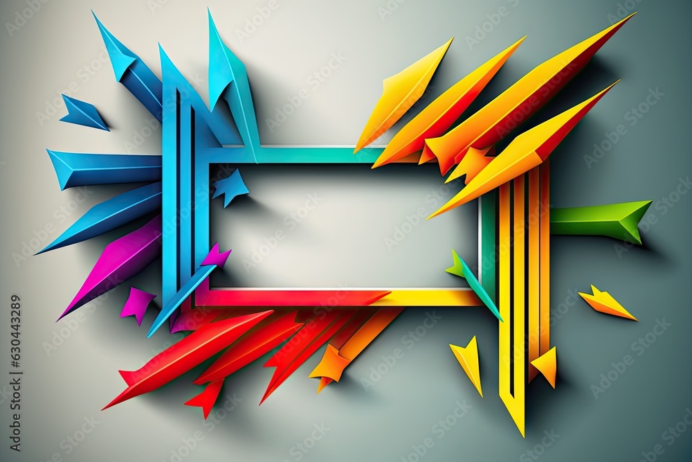 Poster abstract frame with colorful arrows around the edges