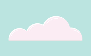 White cloud isolated on blue background. Vector illustration in flat style. Cloud icon.	
