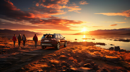 Joyful end of a journey with friends