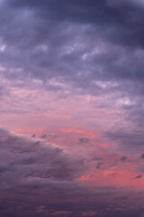 Amazing sky at sunset in purple tones.