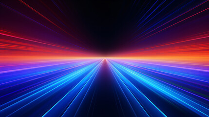 Abstract panoramic neon background with glowing colorful lines