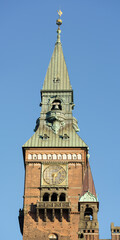 Fototapeta na wymiar The tower of the City Hall characterizes the skyline of Copenhagen