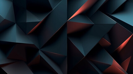 A vibrant and dynamic abstract digital artwork with a mix of blue and red hues and various shapes Future Tech Wallpaper