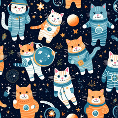 Astronaut Cat Pattern