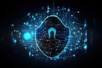 Obraz premium sphere with cyber blue particles stuck around it