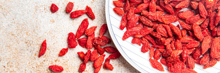 Goji berries delicious food supplement vegetable food healthy meal food snack on the table copy space food background rustic top view keto or paleo diet