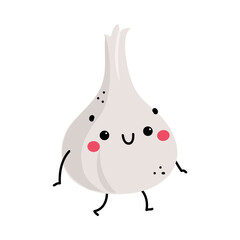 Funny Onion Vegetable Character with Cute Smiling Face Vector Illustration