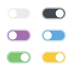 On and Off toggle switch buttons. Modern flat style 