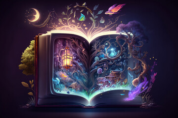 magic book with magic lights