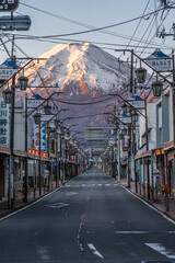 Mt. Fuji at the end of the road in Japan.