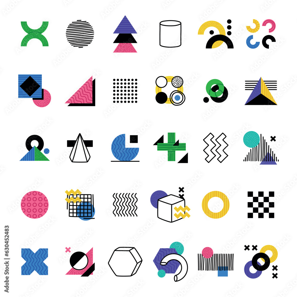 Poster geometric elements and shapes for creative design vector set