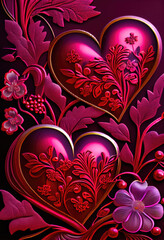 IA Generative heart of love with flowers. In love