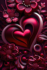 IA Generative elegant red heart. Valentine's day.