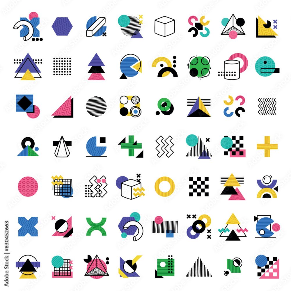 Poster geometric elements and shapes for creative design vector set