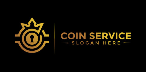 Coin service logo template. Vector Digital money. Block chain, finance symbol. Flat style vector illustration, Logotype financial company, logo vector coins and money.