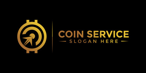 Coin service logo template. Vector Digital money. Block chain, finance symbol. Flat style vector illustration, Logotype financial company, logo vector coins and money.