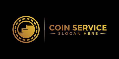 Coin service logo template. Vector Digital money. Block chain, finance symbol. Flat style vector illustration, Logotype financial company, logo vector coins and money.