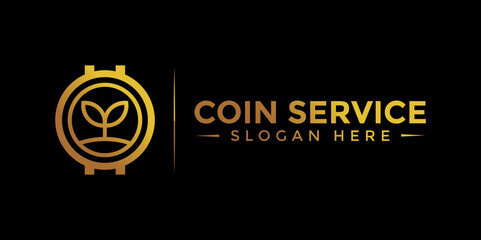 Coin service logo template. Vector Digital money. Block chain, finance symbol. Flat style vector illustration, Logotype financial company, logo vector coins and money.