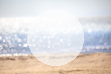 Fototapeta na wymiar Hello July card on ocean water and beach background.