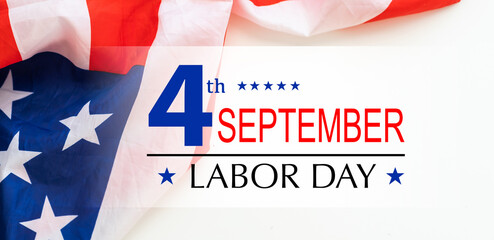 Obraz na płótnie Canvas Happy Labor day, Holiday in United States of America celebrated on first monday in September, illustration, horizontal banner