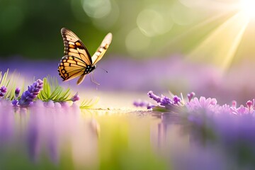 butterfly on a meadow by Generated with AI technology