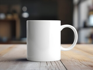A mockup of a white coffee mug