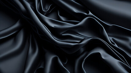 Black luxury fabric background with copy space 3d illustration