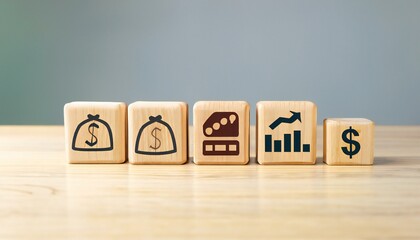 Wooden blocks with symbol of digital payment concept
