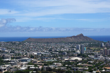 Fototapeta na wymiar Diamondhead and the City of Honolulu on Oahu