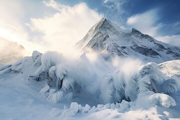 Fototapeta na wymiar Avalanche from the mountains