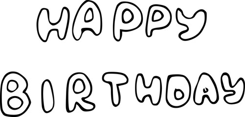 Happy birthday ink simple decoration elements . Vector illustration for any concept greeting card invitation print etc