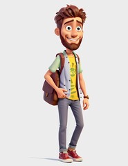 Fototapeta premium 3d rendering of Animated 3D Cartoon Chararcter in Adventure And Travel wearing a Special Outfits