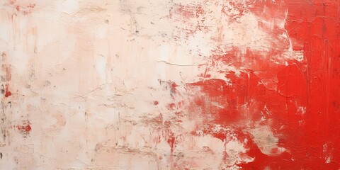 Generative AI, Closeup of impasto abstract rough white and red art painting texture