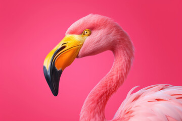 Portrait of a pink flamingo