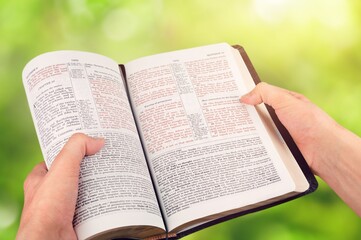 hand of young male prayer reading bible