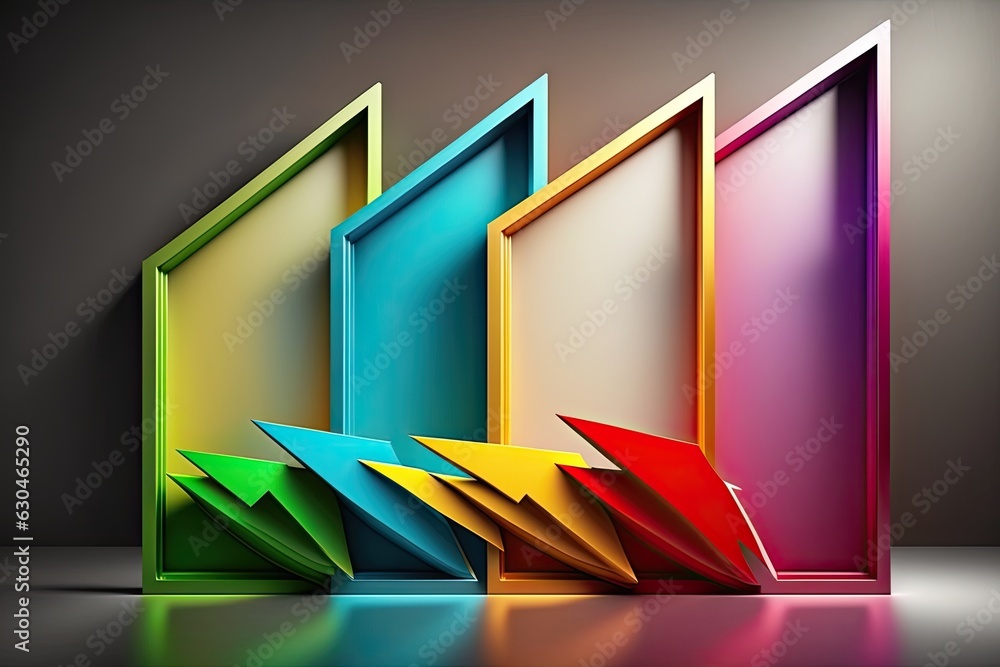 Aufkleber multicolored arrows near frames on an abstract background